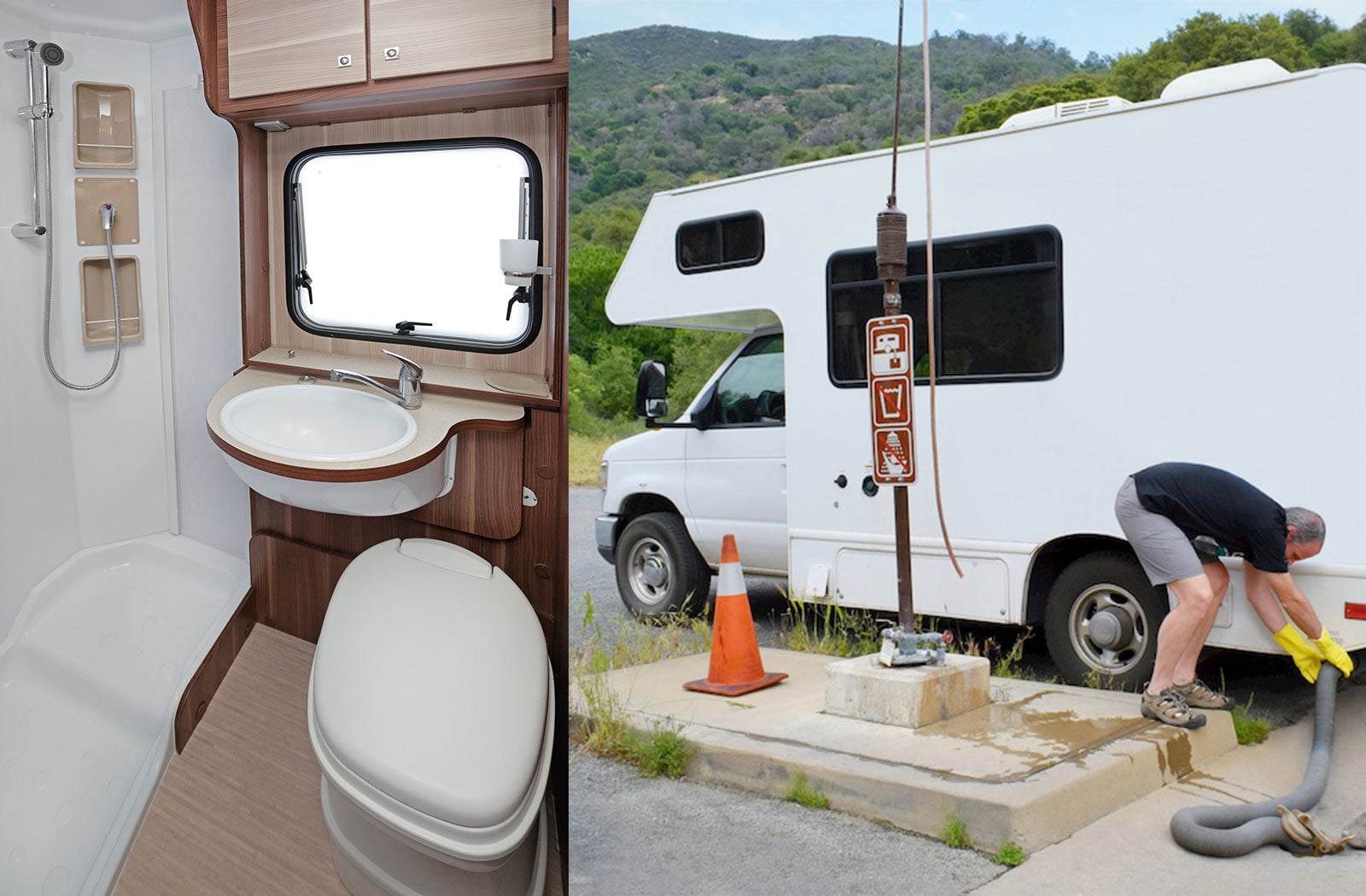 Portable RV/camper toilet and holding tank setup in Ocala, Florida